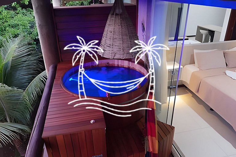 Oásis: Estúdio c/ Ofurô Aquecido p/3 Pessoas