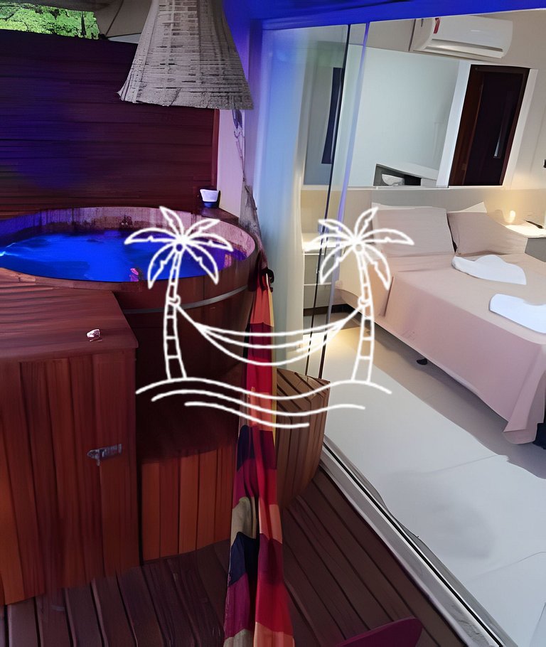 Oásis: Estúdio c/ Ofurô Aquecido p/3 Pessoas