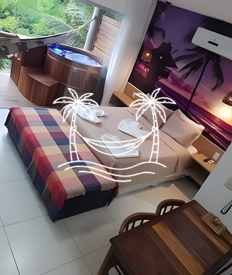 Oásis: Estúdio c/ Ofurô Aquecido p/3 Pessoas