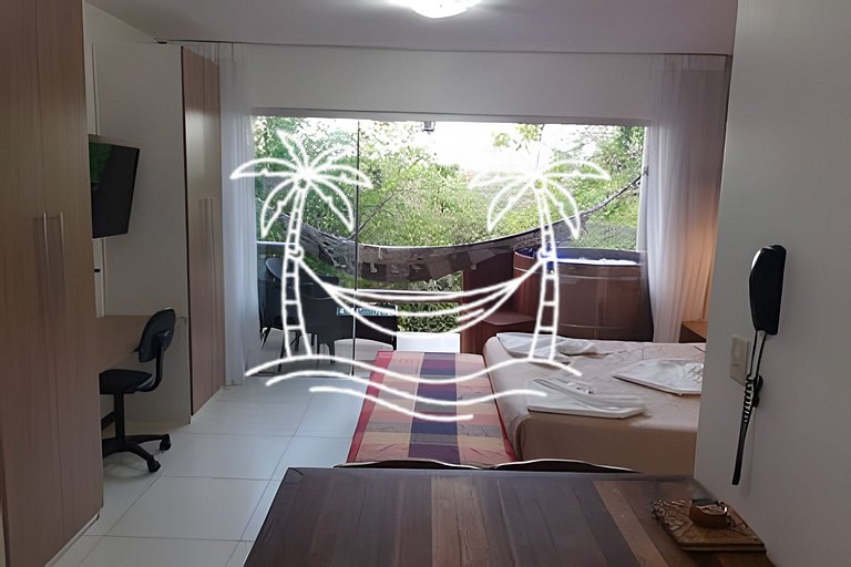 Oásis: Estúdio c/ Ofurô Aquecido p/3 Pessoas