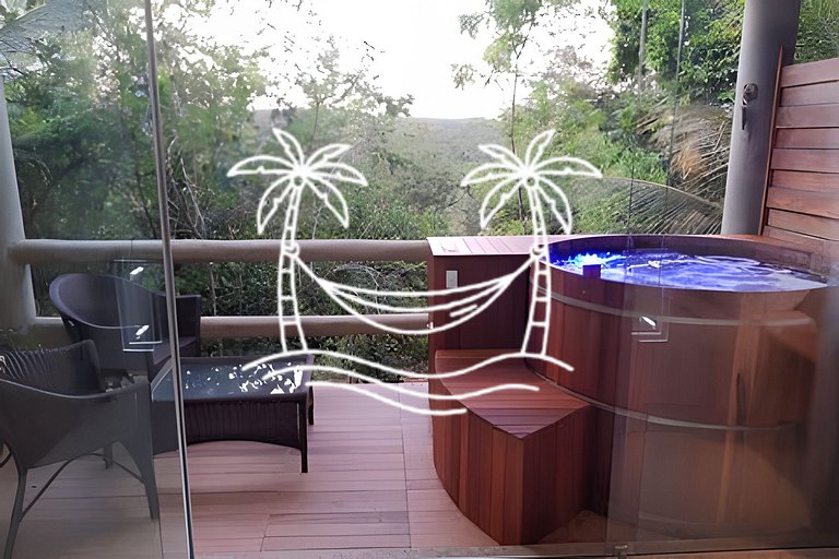 Oásis: Estúdio c/ Ofurô Aquecido p/3 Pessoas