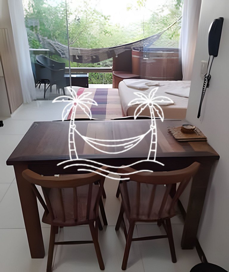 Oásis: Estúdio c/ Ofurô Aquecido p/3 Pessoas