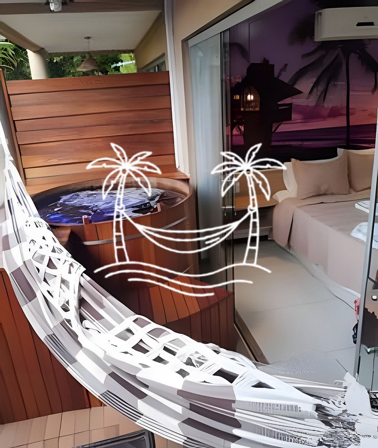 Oásis: Estúdio c/ Ofurô Aquecido p/3 Pessoas