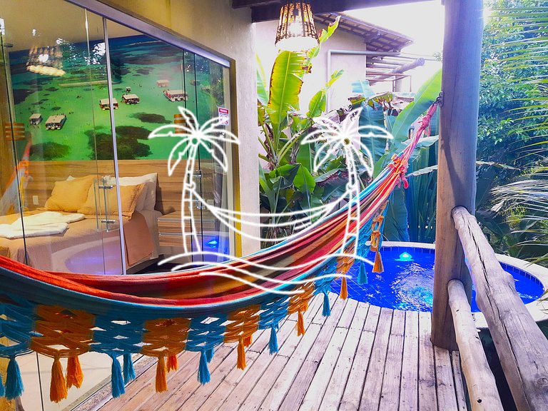 Oásis: Quarto Sala c/Jacuzzi Aquecida p/5 Pessoas