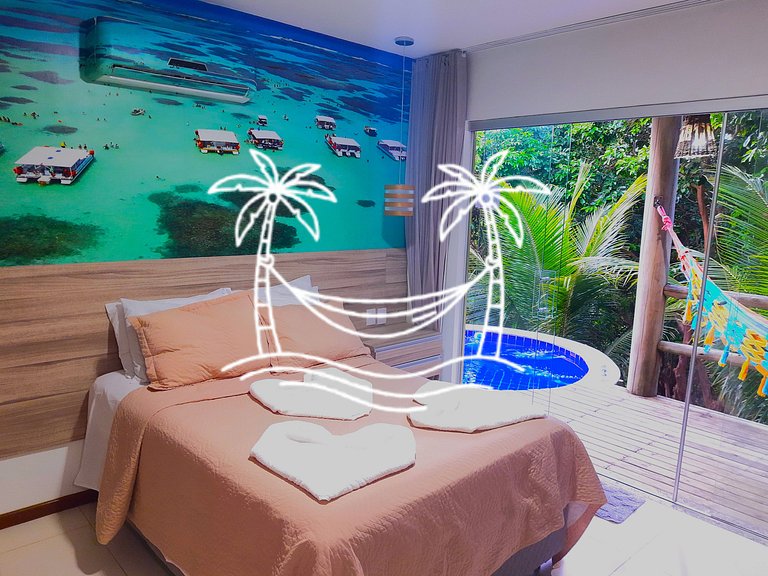 Oásis: Quarto Sala c/Jacuzzi Aquecida p/5 Pessoas